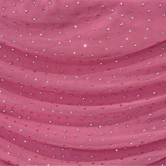 AFRM Desani Mini Skirt Rhinestone Dotted Ruched Sparkly Mauve Pink Medium New - Picture 5 of 10